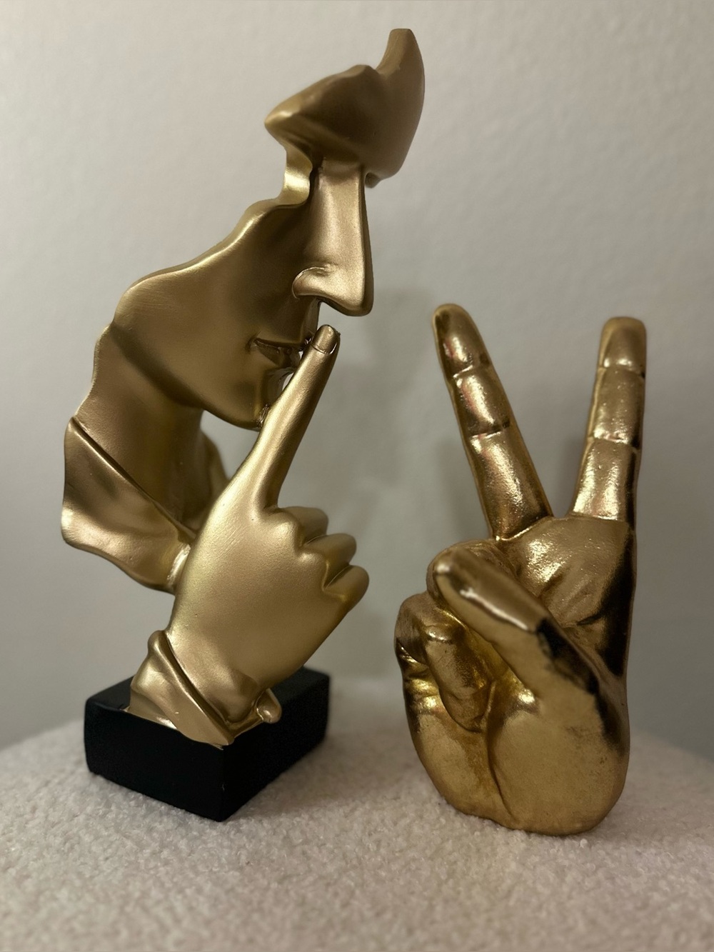 2 Modern, Abstract Home Decor sculptures - striking metallic gold